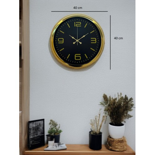 Gold Modern Rakamlı 40 cm Metal Duvar Saati