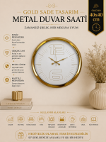 Elegant White Gold 40 cm Metal Duvar Saati