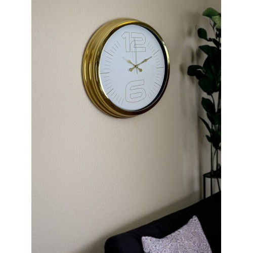 Elegant White Gold 40 cm Metal Duvar Saati