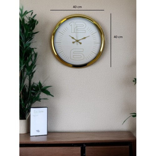 Elegant White Gold 40 cm Metal Duvar Saati