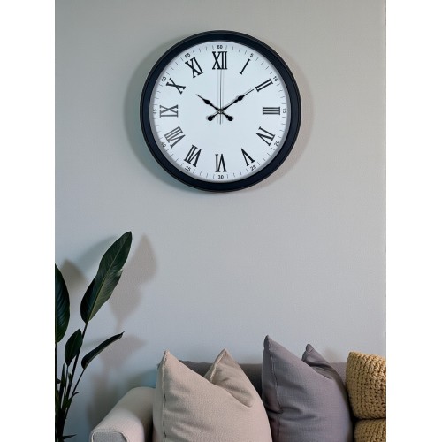 Siyah Klasik & Şık 40 cm Metal Duvar Saati