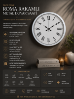 White Prime Roma Rakamlı 40 cm Metal Duvar Saati