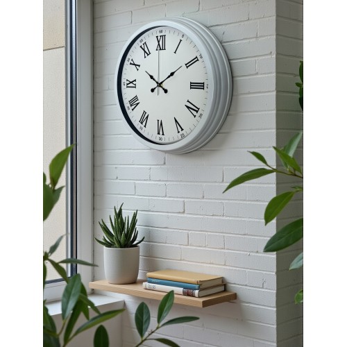 White Prime Roma Rakamlı 40 cm Metal Duvar Saati