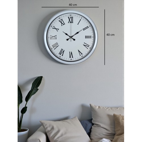 White Prime Roma Rakamlı 40 cm Metal Duvar Saati