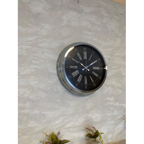 Dark Elegance 40 cm Metal Krom Duvar Saati