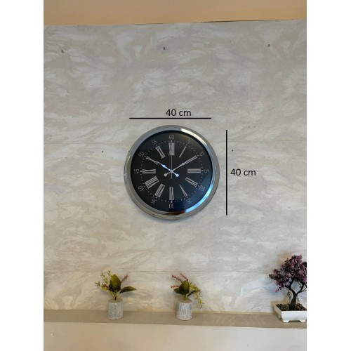 Dark Elegance 40 cm Metal Krom Duvar Saati