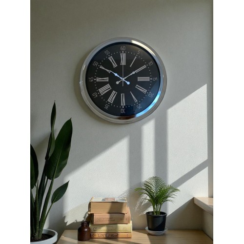 Dark Elegance 40 cm Metal Krom Duvar Saati