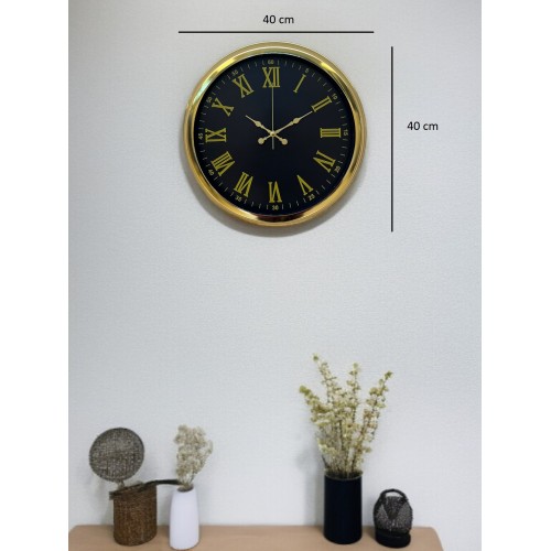 Noble Gold Black 40 cm Metal Duvar Saati