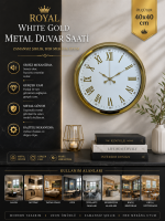 Royal White Gold 40 cm Metal Duvar Saati