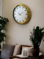 Gold & White Lüks Tasarım 40 cm Gold Metal Duvar Saati