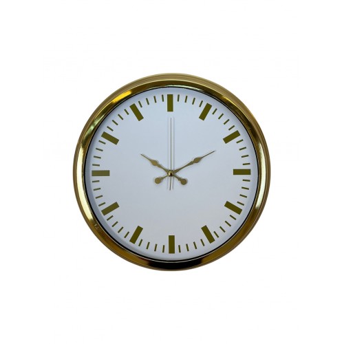 Gold & White Lüks Tasarım 40 cm Gold Metal Duvar Saati