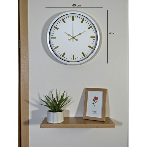 Beyaz Zarafet 40 cm Metal Duvar Saati