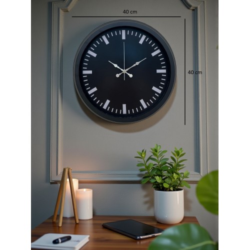 Black Baseline 40 cm Metal Duvar Saati