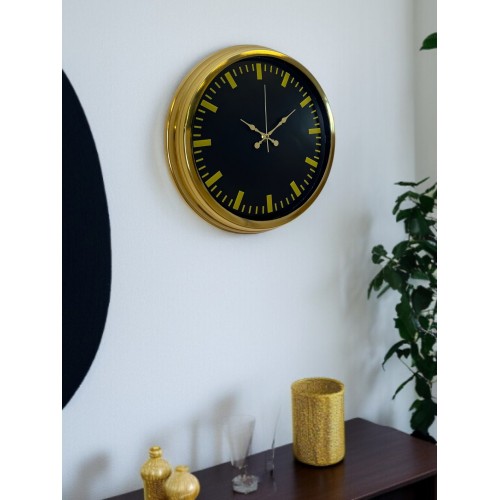Zarif Klasik Stil 40 cm Metal Gold Duvar Saati