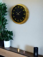 Zarif Klasik Stil 40 cm Metal Gold Duvar Saati