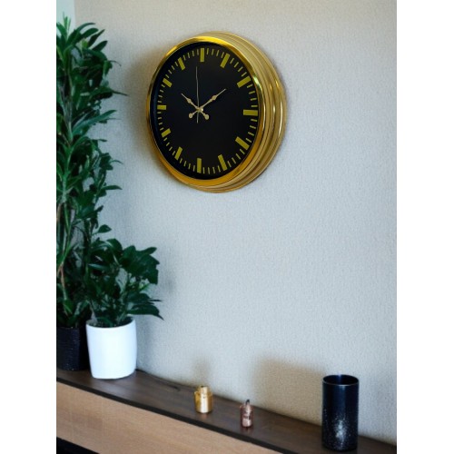Zarif Klasik Stil 40 cm Metal Gold Duvar Saati