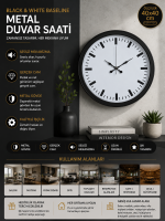 Black & White Baseline 40 cm Metal Duvar Saati
