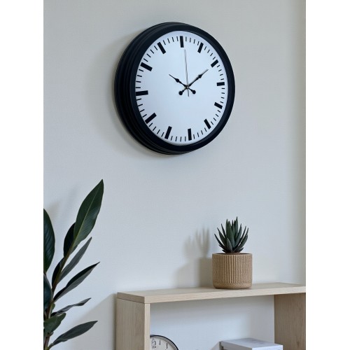 Black & White Baseline 40 cm Metal Duvar Saati