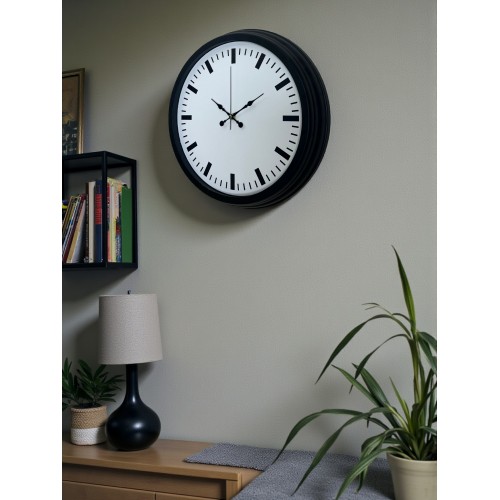 Black & White Baseline 40 cm Metal Duvar Saati