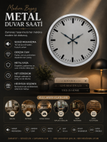 40 cm Metal Beyaz Modern Duvar Saati