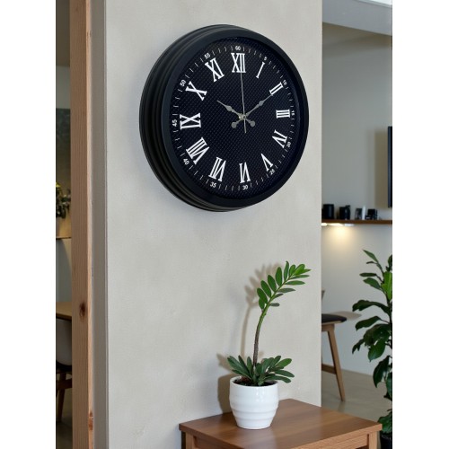 Luxury Black 40 cm Metal Duvar Saati