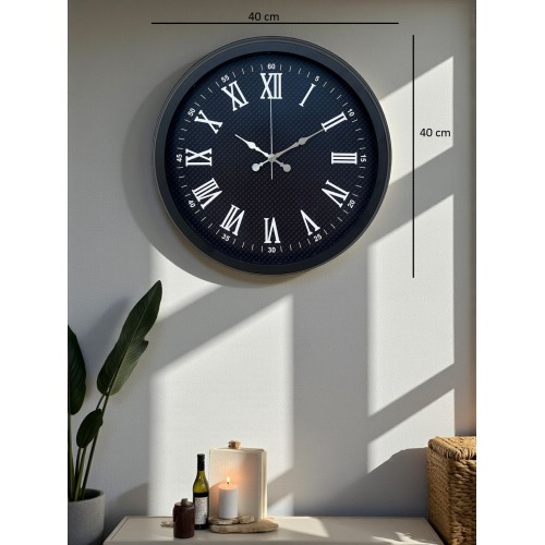 Luxury Black 40 cm Metal Duvar Saati