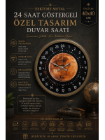 40 cm Eskitme Metal 24 Saat Göstergeli Özel Tasarım Duvar Saati (PL-4095E)