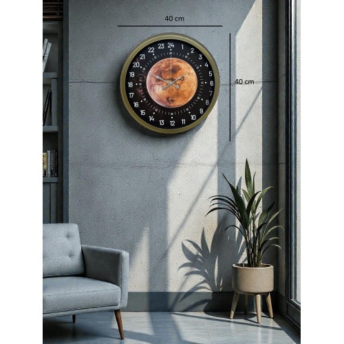 40 cm Eskitme Metal 24 Saat Göstergeli Özel Tasarım Duvar Saati (PL-4095E)