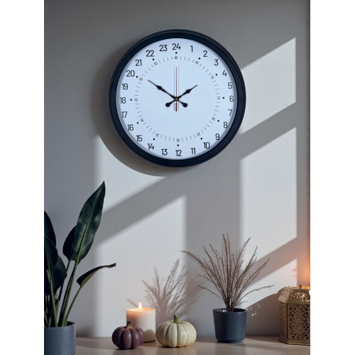 Siyah 40 cm Metal 24 Saat Göstergeli Özel Tasarım Duvar Saati