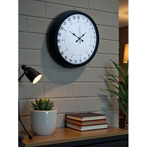 Siyah 40 cm Metal 24 Saat Göstergeli Özel Tasarım Duvar Saati