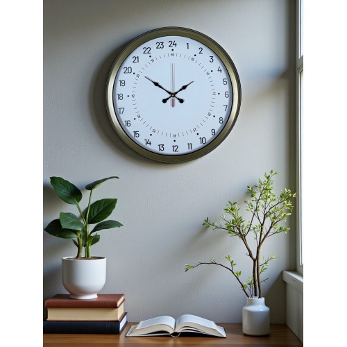 40 cm Eskitme Metal 24 Saat Göstergeli Özel Tasarım Duvar Saati (PL-4097E)