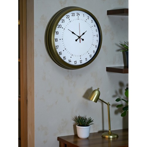 40 cm Eskitme Metal 24 Saat Göstergeli Özel Tasarım Duvar Saati (PL-4097E)