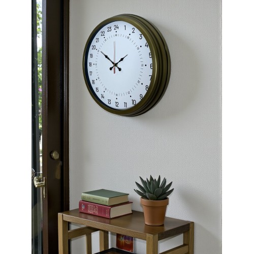 40 cm Eskitme Metal 24 Saat Göstergeli Özel Tasarım Duvar Saati (PL-4097E)