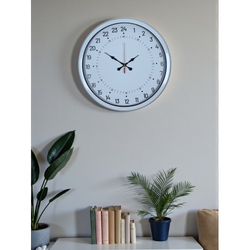 Beyaz 40 cm Metal 24 Saat Göstergeli Özel Tasarım Duvar Saati