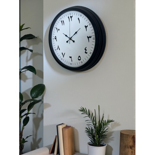 Siyah Arapça Rakamlı 40 cm Metal Duvar Saati