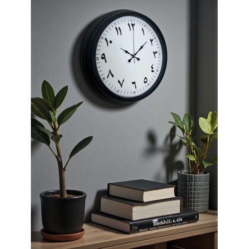 Siyah Arapça Rakamlı 40 cm Metal Duvar Saati