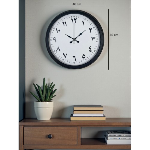 Siyah Arapça Rakamlı 40 cm Metal Duvar Saati