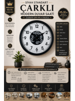 Siyah Standart 60 cm Çarklı Duvar Saati