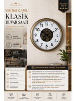 Eskitme 60 cm Çarklı Klasik Duvar Saati
