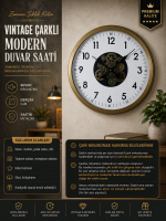 Vintage 60 cm Çarklı Modern Duvar Saati