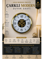 Modern Prestige Gold 60 cm Çarklı Duvar Saati