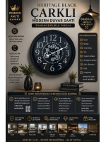 Heritage Black 60 cm Çarklı Duvar Saati