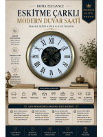 Roma Elegance Eskitme 60 cm Çarklı Duvar Saati