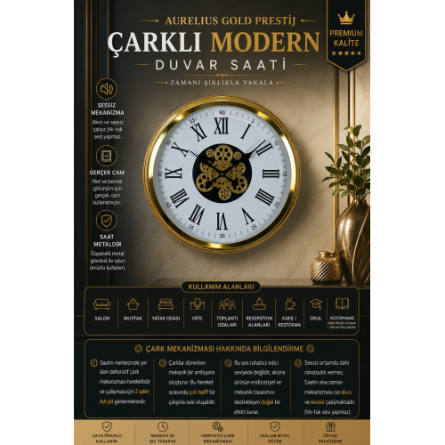 Aurelius Gold 60 cm Çarklı Duvar Saati (C-6054G)