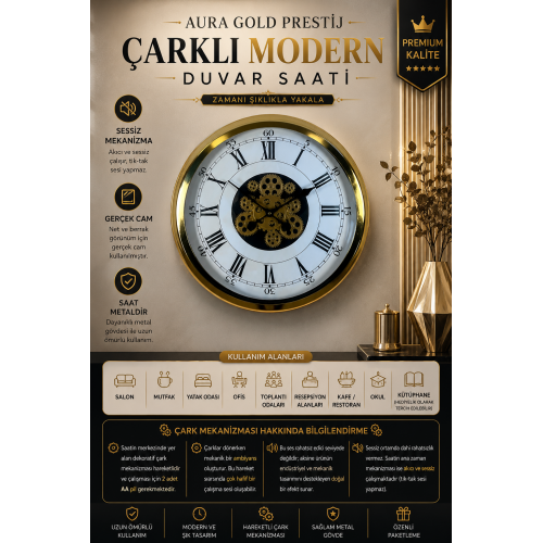 Aurelius Gold 60 cm Çarklı Duvar Saati (C-6056G)