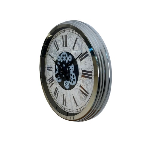 Roma Atlas Silver 60 cm Çarklı Krom Duvar Saati