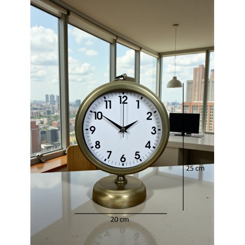 Vintage Dekoratif 25 x 20 cm Metal Masa Saati