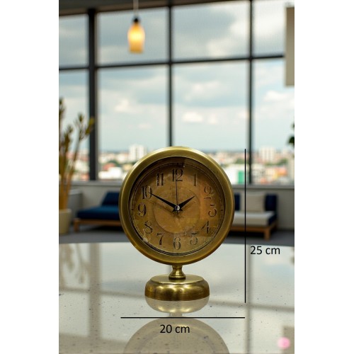 Retro Eskitme 25 x 20 cm Metal Şık Masa Saati