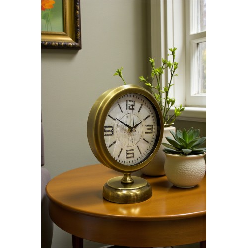 Premium Vintage 25 x 20 cm Eskitme Metal Masa Saati