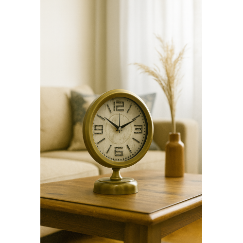 Premium Vintage 25 x 20 cm Eskitme Metal Masa Saati